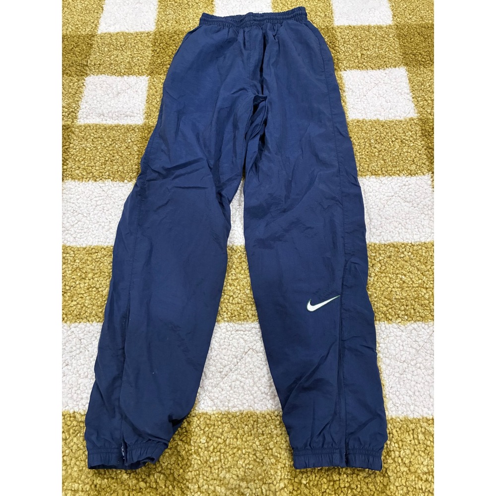 Vintage Nike Kids Navy Blue Nylon Windbreaker Track Pants Size S‎ 4-6 Zipper Hem